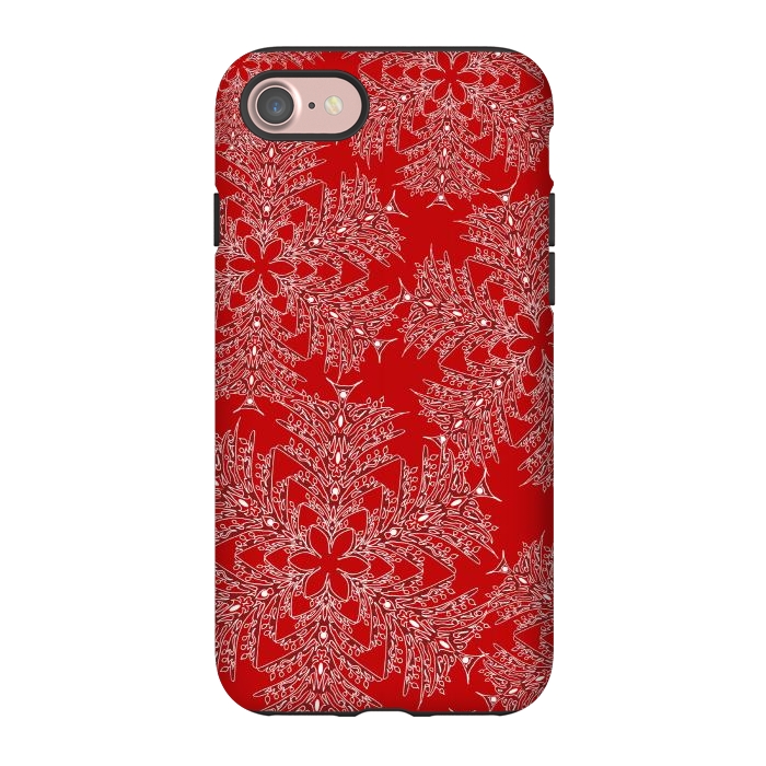 iPhone 7 StrongFit Holiday Mandalas (Red/White) by Lotti Brown