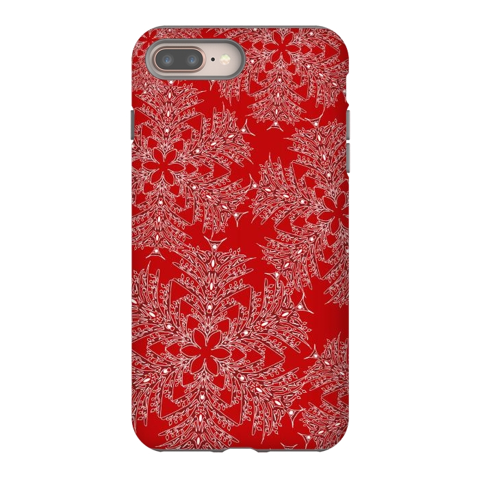 iPhone 7 plus StrongFit Holiday Mandalas (Red/White) by Lotti Brown