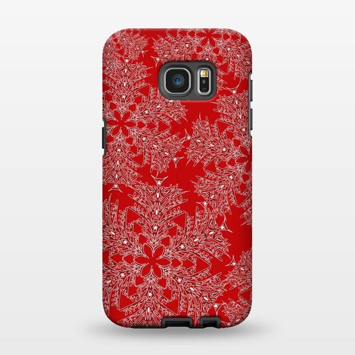 Galaxy S7 EDGE StrongFit Holiday Mandalas (Red/White) by Lotti Brown