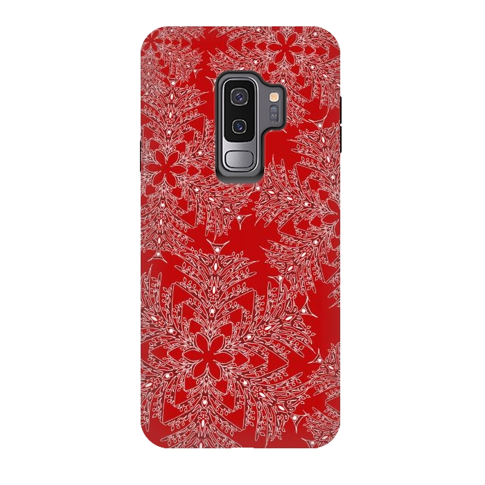 Galaxy S9 plus StrongFit Holiday Mandalas (Red/White) by Lotti Brown