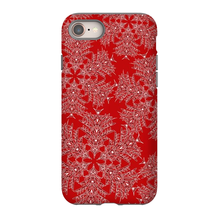 iPhone 8 StrongFit Holiday Mandalas (Red/White) by Lotti Brown