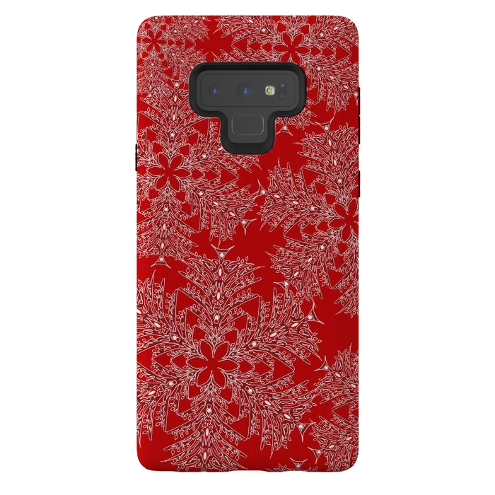 Galaxy Note 9 StrongFit Holiday Mandalas (Red/White) by Lotti Brown