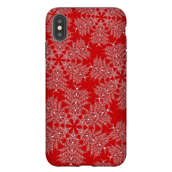 iPhone Xs Max StrongFit Holiday Mandalas (Red/White) by Lotti Brown