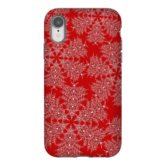 iPhone Xr StrongFit Holiday Mandalas (Red/White) by Lotti Brown