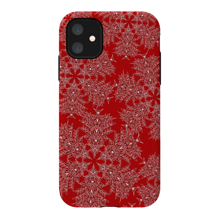 iPhone 11 StrongFit Holiday Mandalas (Red/White) by Lotti Brown