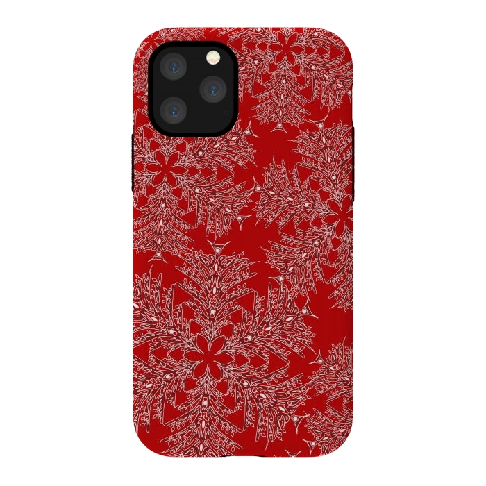 iPhone 11 Pro StrongFit Holiday Mandalas (Red/White) by Lotti Brown