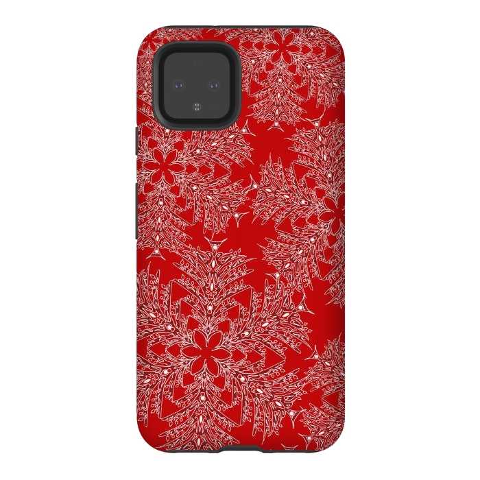 Pixel 4 StrongFit Holiday Mandalas (Red/White) by Lotti Brown