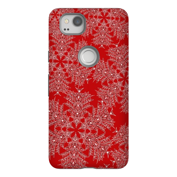 Pixel 2 StrongFit Holiday Mandalas (Red/White) by Lotti Brown