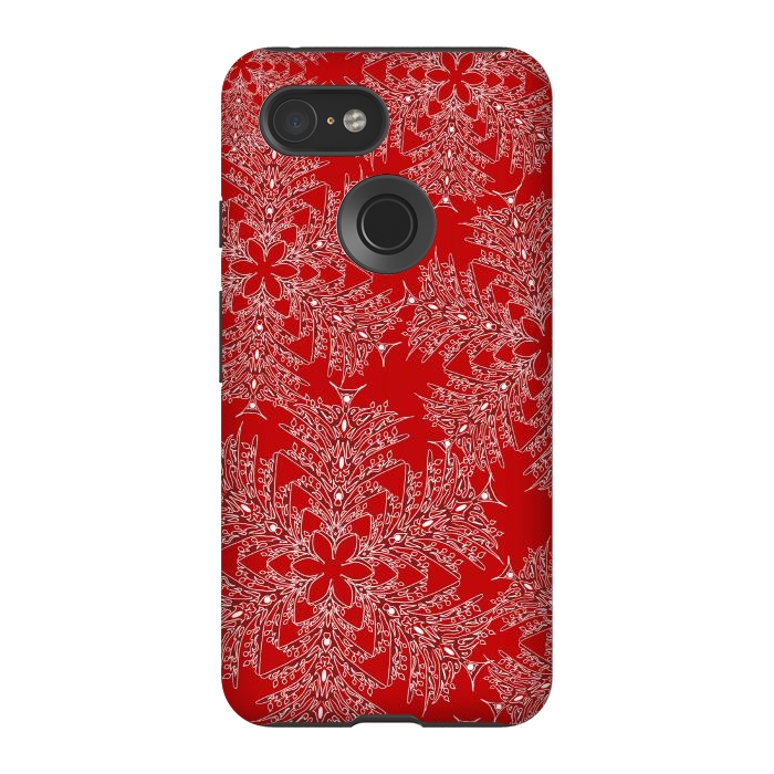 Pixel 3 StrongFit Holiday Mandalas (Red/White) by Lotti Brown
