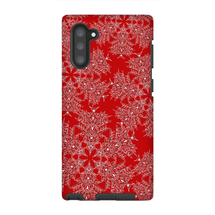 Galaxy Note 10 StrongFit Holiday Mandalas (Red/White) by Lotti Brown
