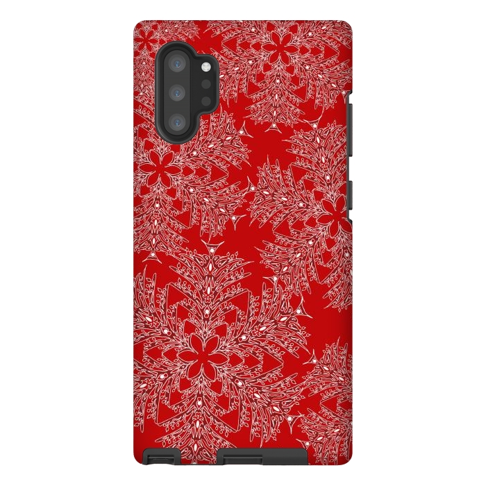 Galaxy Note 10 plus StrongFit Holiday Mandalas (Red/White) by Lotti Brown