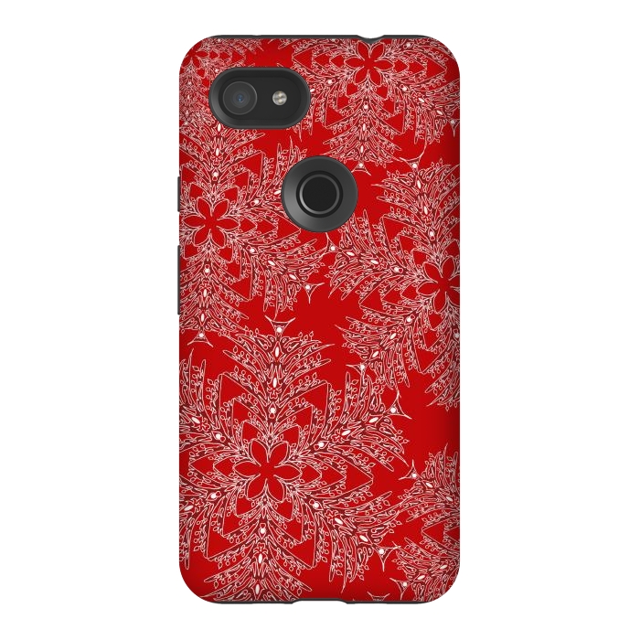Pixel 3AXL StrongFit Holiday Mandalas (Red/White) by Lotti Brown