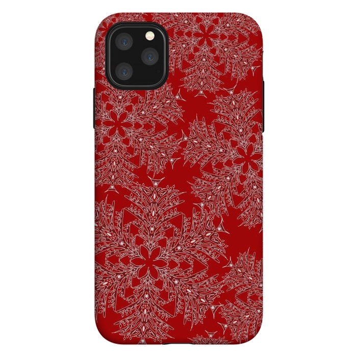 iPhone 11 Pro Max StrongFit Holiday Mandalas (Red/White) by Lotti Brown