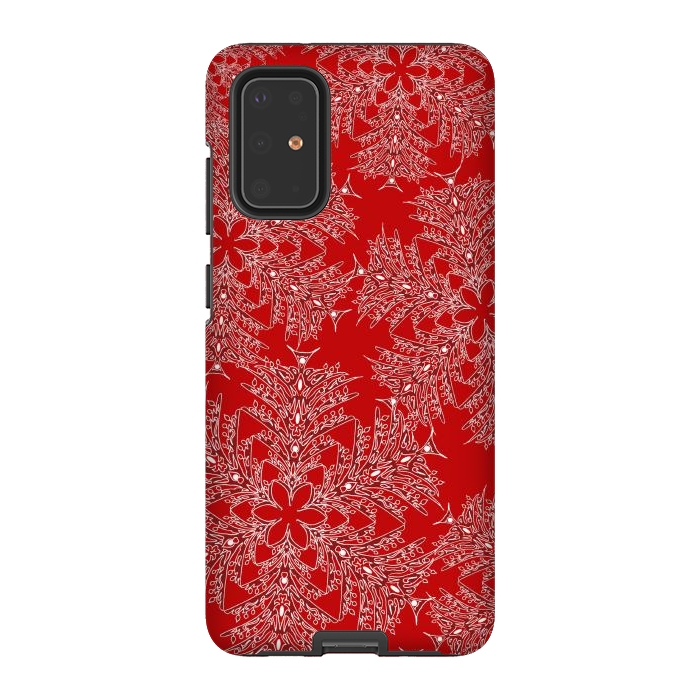 Galaxy S20 Plus StrongFit Holiday Mandalas (Red/White) by Lotti Brown