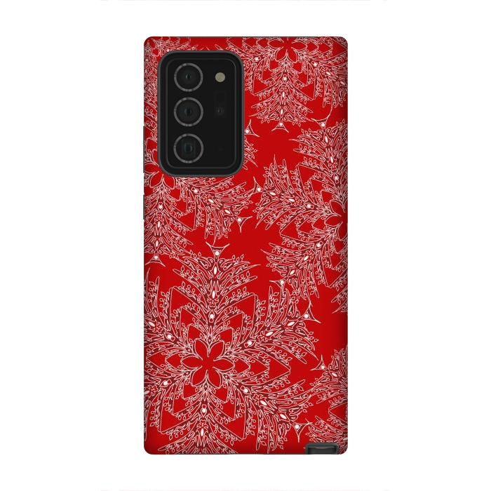 Galaxy Note 20 Ultra StrongFit Holiday Mandalas (Red/White) by Lotti Brown