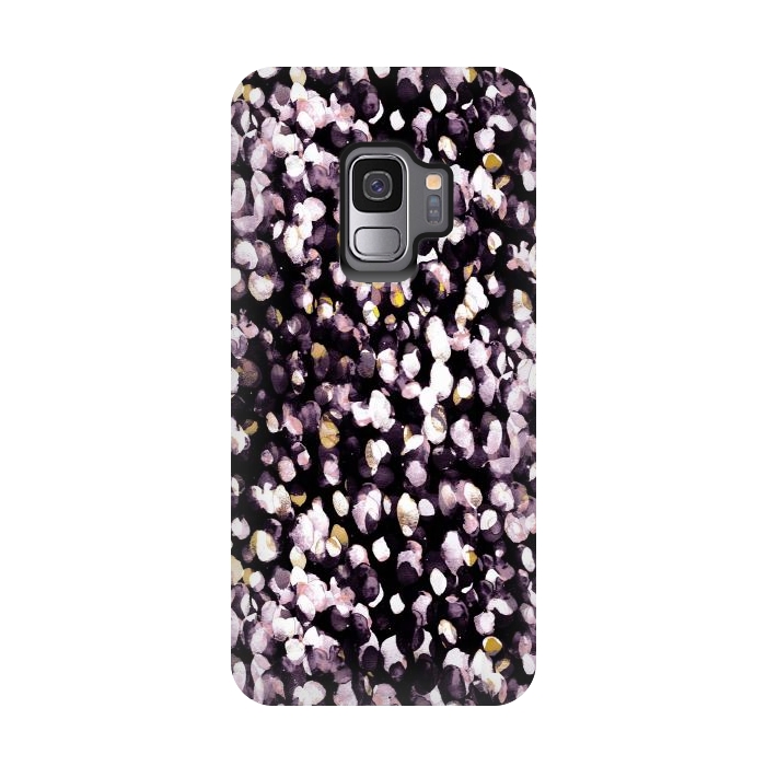Galaxy S9 StrongFit Black pink watercolor spots by Oana 