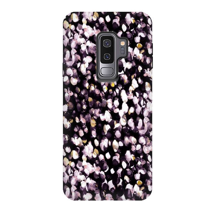 Galaxy S9 plus StrongFit Black pink watercolor spots by Oana 