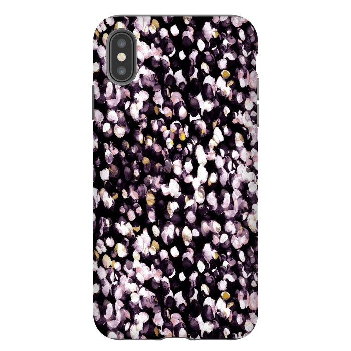 iPhone Xs Max StrongFit Black pink watercolor spots by Oana 