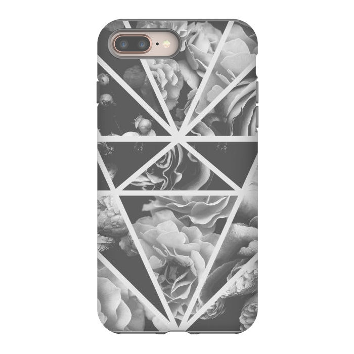iPhone 7 plus StrongFit Gray rose petals geo collage by Oana 