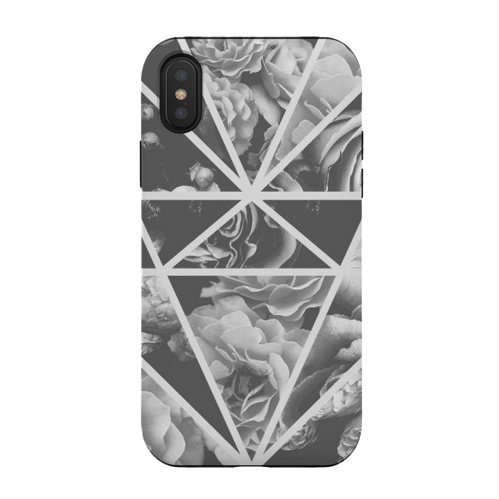 iPhone Xs / X StrongFit Gray rose petals geo collage by Oana 