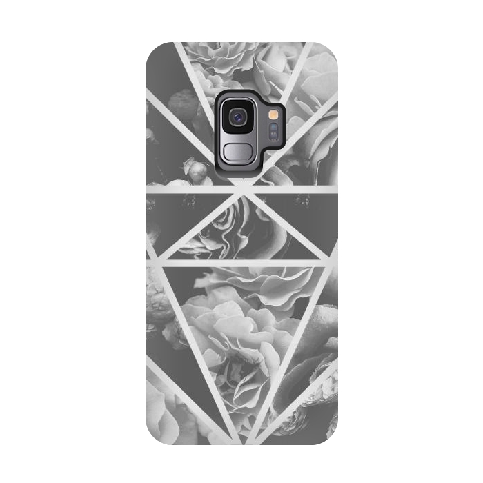 Galaxy S9 StrongFit Gray rose petals geo collage by Oana 