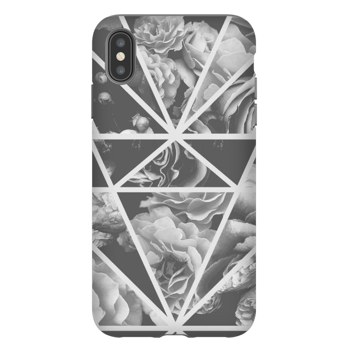 iPhone Xs Max StrongFit Gray rose petals geo collage by Oana 