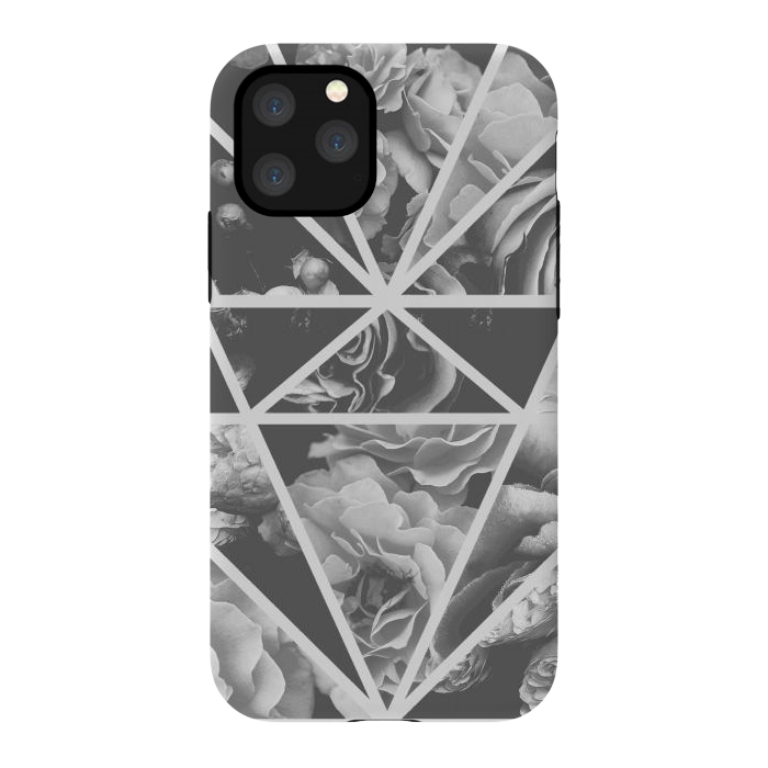 iPhone 11 Pro StrongFit Gray rose petals geo collage by Oana 