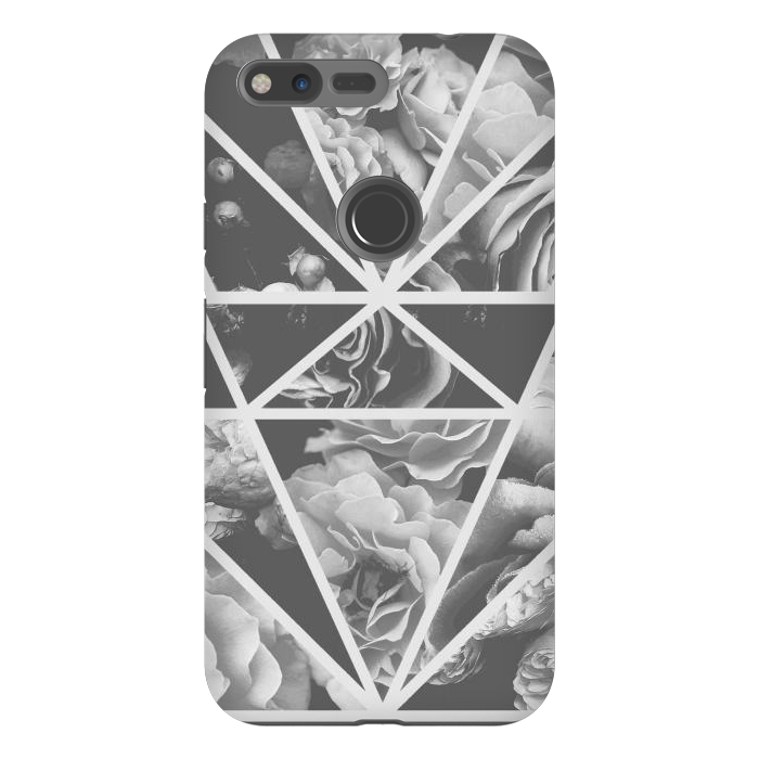 Pixel XL StrongFit Gray rose petals geo collage by Oana 