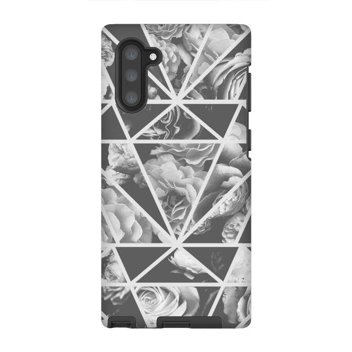 Galaxy Note 10 StrongFit Gray rose petals geo collage by Oana 