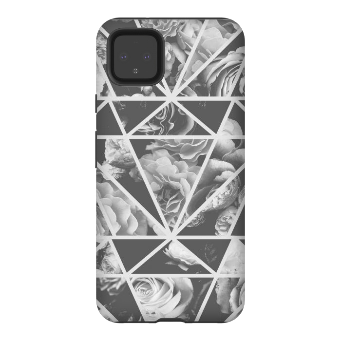 Pixel 4XL StrongFit Gray rose petals geo collage by Oana 