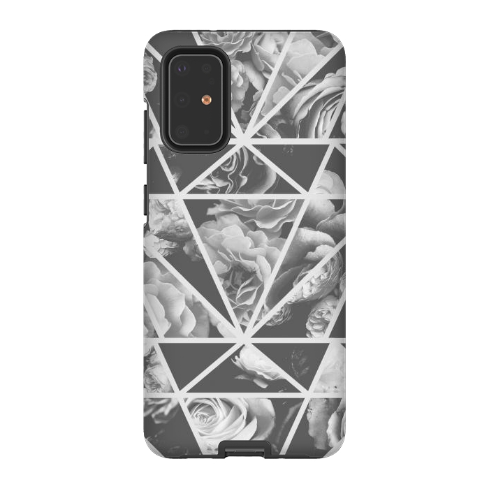 Galaxy S20 Plus StrongFit Gray rose petals geo collage by Oana 