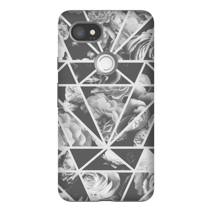Pixel 2XL StrongFit Gray rose petals geo collage by Oana 