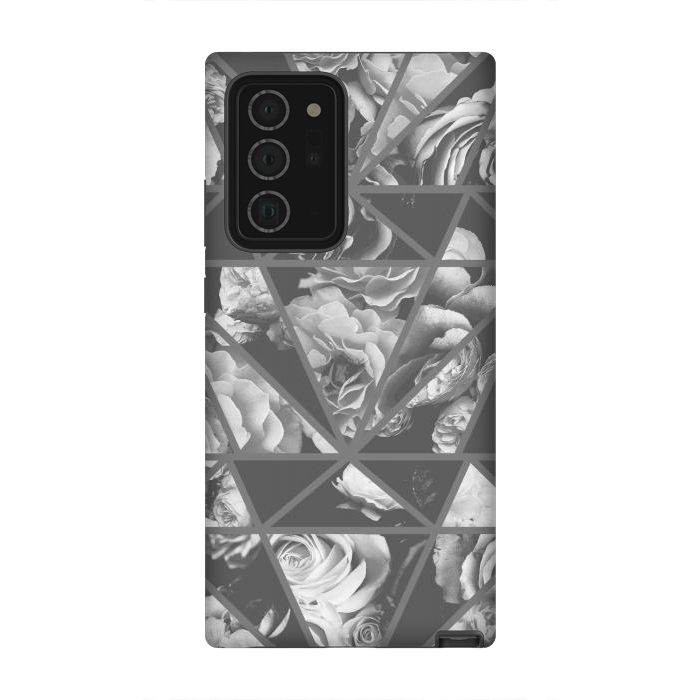 Galaxy Note 20 Ultra StrongFit Gray rose petals geo collage by Oana 