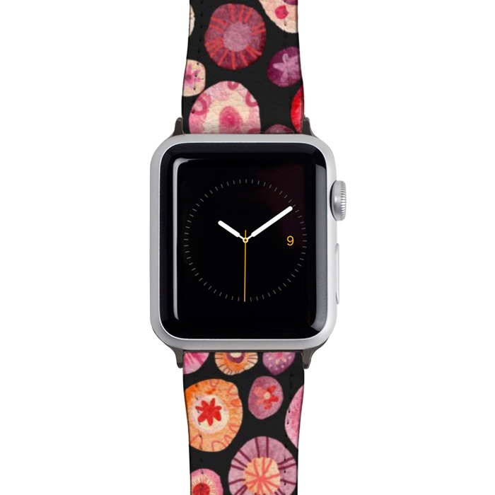 Watch 42mm / 44mm Strap PU leather All the Flowers Dark by Nic Squirrell