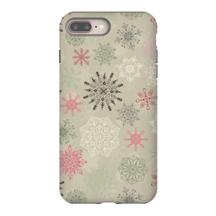 iPhone 7 plus StrongFit Christmas Snowflakes on Light Green by Paula Ohreen