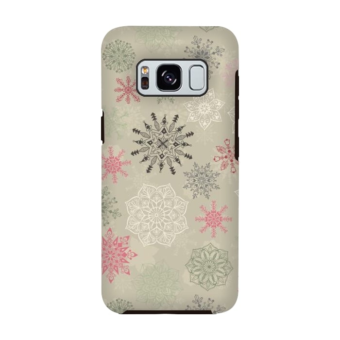 Galaxy S8 StrongFit Christmas Snowflakes on Light Green by Paula Ohreen