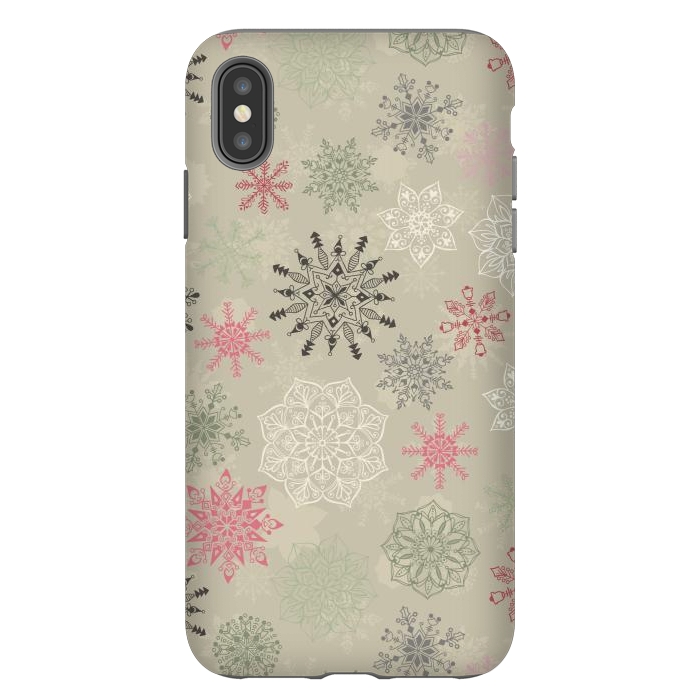 iPhone Xs Max StrongFit Christmas Snowflakes on Light Green by Paula Ohreen