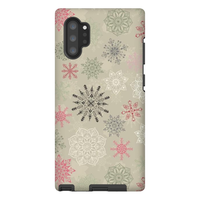 Galaxy Note 10 plus StrongFit Christmas Snowflakes on Light Green by Paula Ohreen