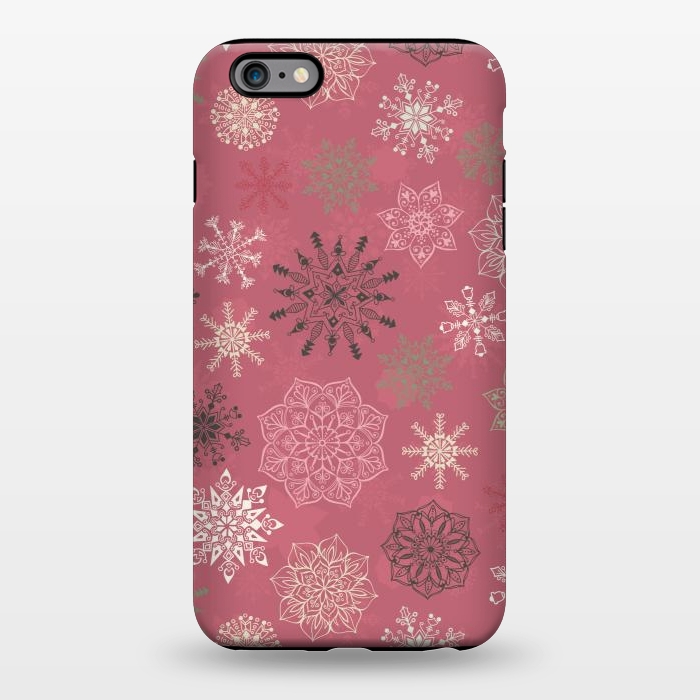 iPhone 6/6s plus StrongFit Christmas Snowflakes on Pink by Paula Ohreen