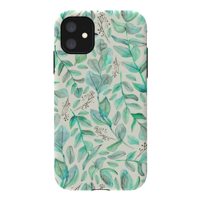 iPhone 11 StrongFit Eucalyptus Garden on Cream by Tangerine-Tane