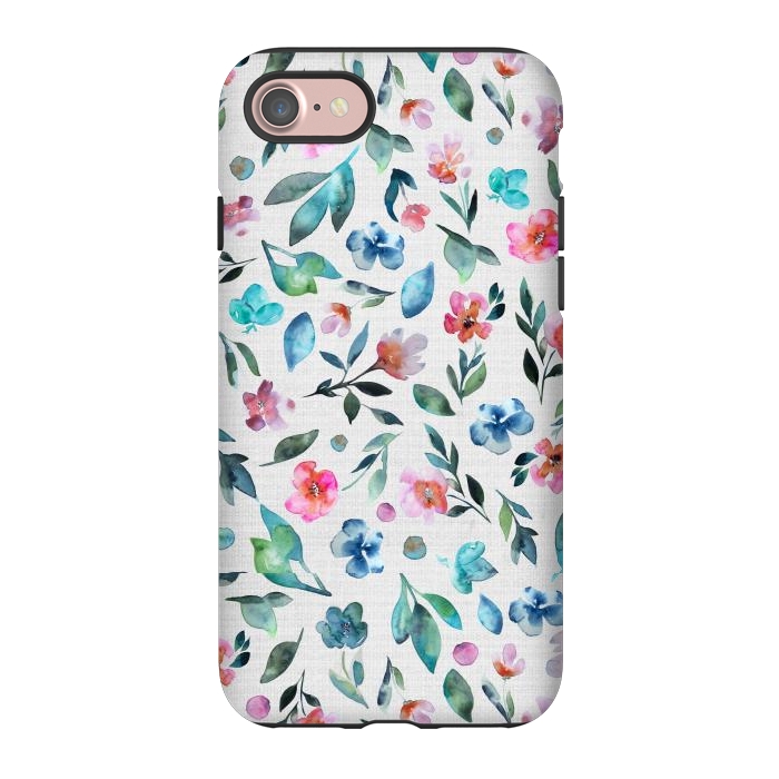 iPhone 7 StrongFit Beautiful watercolor florals tossed on a textured background by Paula Ohreen