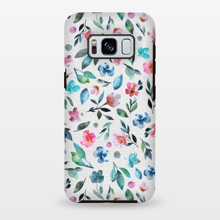 Galaxy S8 plus StrongFit Beautiful watercolor florals tossed on a textured background by Paula Ohreen