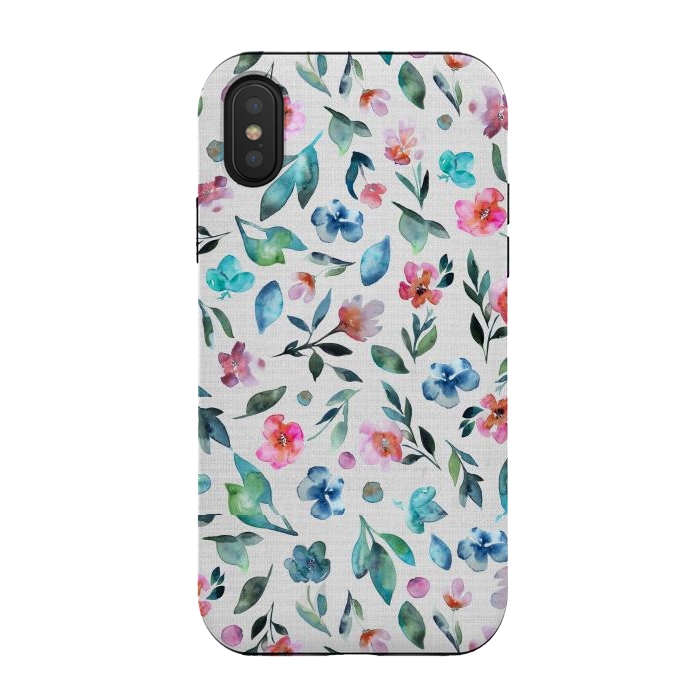 iPhone Xs / X StrongFit Beautiful watercolor florals tossed on a textured background by Paula Ohreen