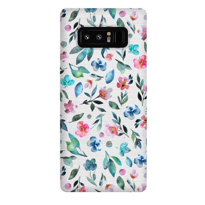 Galaxy Note 8 StrongFit Beautiful watercolor florals tossed on a textured background by Paula Ohreen
