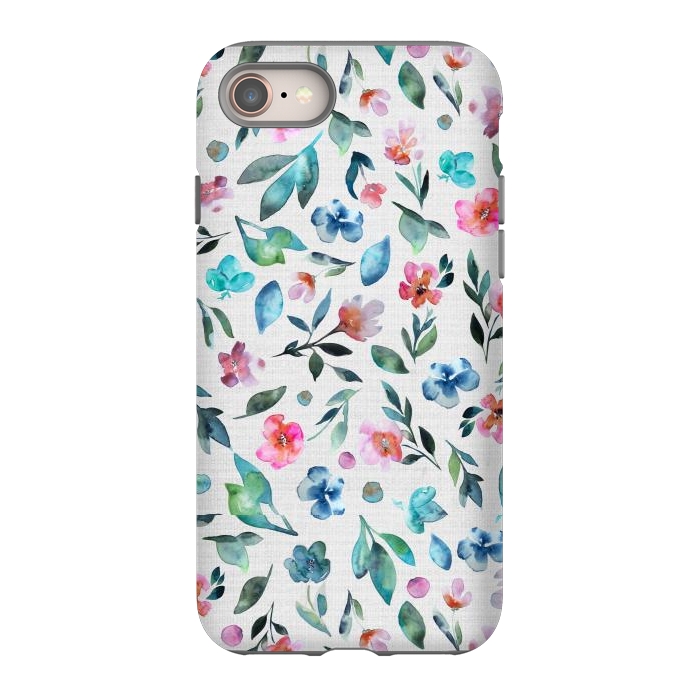 iPhone 8 StrongFit Beautiful watercolor florals tossed on a textured background by Paula Ohreen