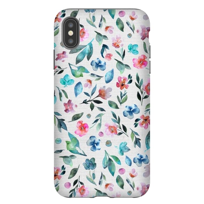 iPhone Xs Max StrongFit Beautiful watercolor florals tossed on a textured background by Paula Ohreen