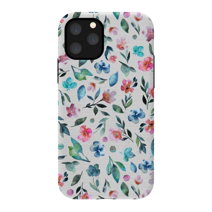 iPhone 11 Pro StrongFit Beautiful watercolor florals tossed on a textured background by Paula Ohreen