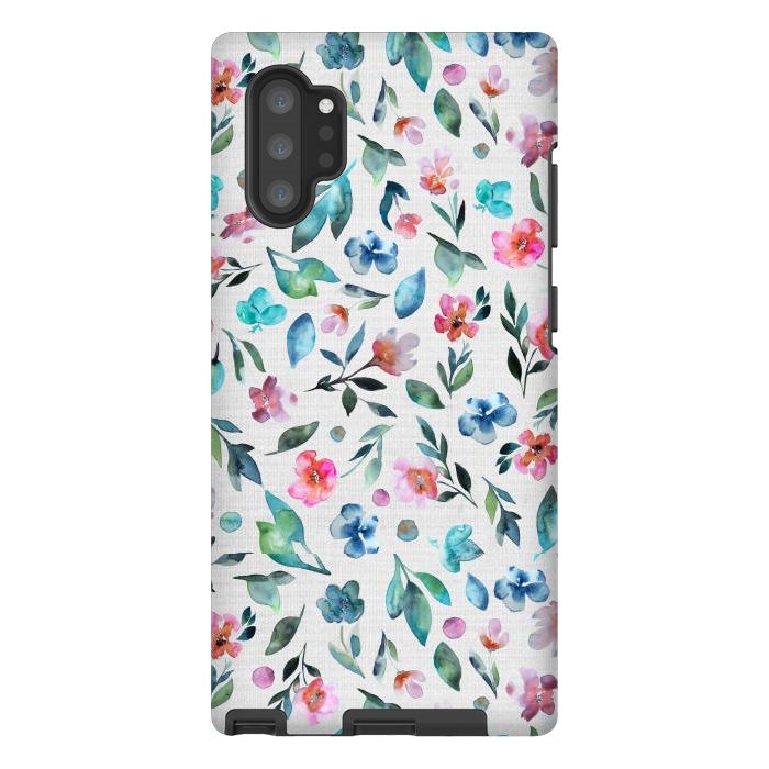Galaxy Note 10 plus StrongFit Beautiful watercolor florals tossed on a textured background by Paula Ohreen