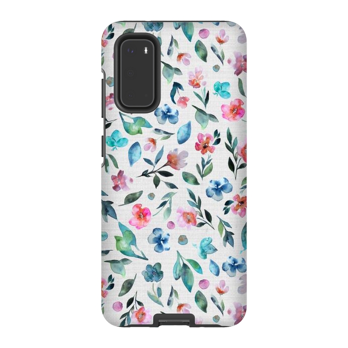 Galaxy S20 StrongFit Beautiful watercolor florals tossed on a textured background by Paula Ohreen