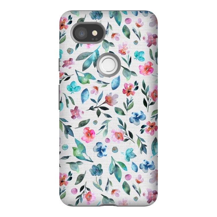 Pixel 2XL StrongFit Beautiful watercolor florals tossed on a textured background by Paula Ohreen